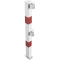 Beskyttelsesgel�nder | St�lr�r 70 x 70 mm | Fast stolpe, der fastg�res med dybdebor | Hj�rnestolpe til top- og kvartb�jet stang | Varmgalvaniseret og hvidmalet med r�de reflekterende striber